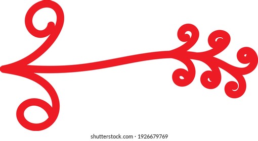 Interesante flecha roja apuntando hacia la izquierda, ilustración, vector sobre fondo blanco.