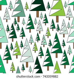 interesting seamless winter pattern trees in the forest in the snow