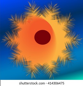 interesting solar snowflake with red bed the sun
