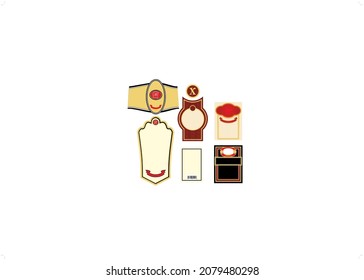 Interesting templates for labels, can be used for various types of drinks, vector image in EPS format, curly templates, rectangular templates, will help in creating labels.