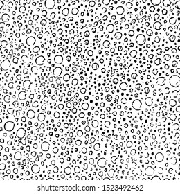 Interesting texture soap bubbles air. Hand drawn black white seamless pattern. Soap sud. Foam bubble effect overlay texture. Soapsuds background. Abstract grunge halftone textured backdrop for design