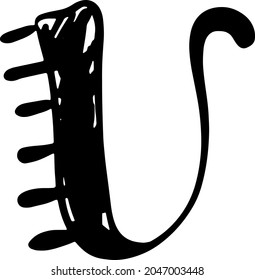 Interesting vector black letter of the alphabet U isolated on white background, single design element, for decoration of notebooks, notepads, sticker