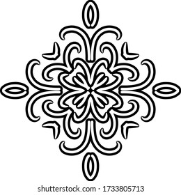 Interesante figura vectorial con monogramas. Elemento colorante antiestrés. Figura decorativa.