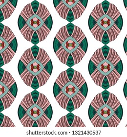 Interesting vector geometric pattern from blue, green and black ornament for design, wallpaper, fabric, paper or textile