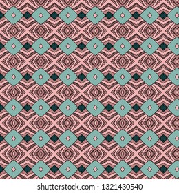 Interesting vector geometric pattern from blue, green and black ornament for design, wallpaper, fabric, paper or textile