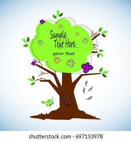 Interesting vector tree. Postcard on a white background. Beautiful greenery