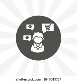 interests icon. avatar with interests isolated simple solid vector icon