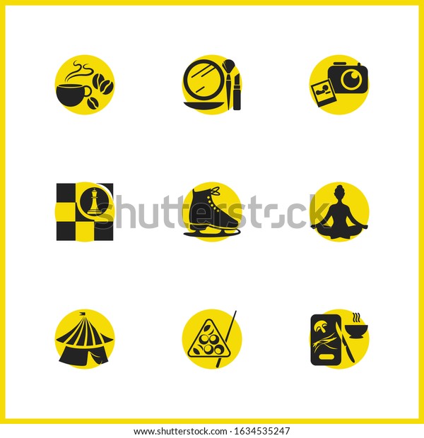 Interests Icons Set Yoga Skating Cooking Stock Vector Royalty Free