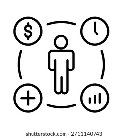 Interests Outline Icon Vector Illustration