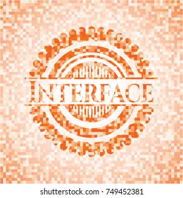 Interface abstract orange mosaic emblem