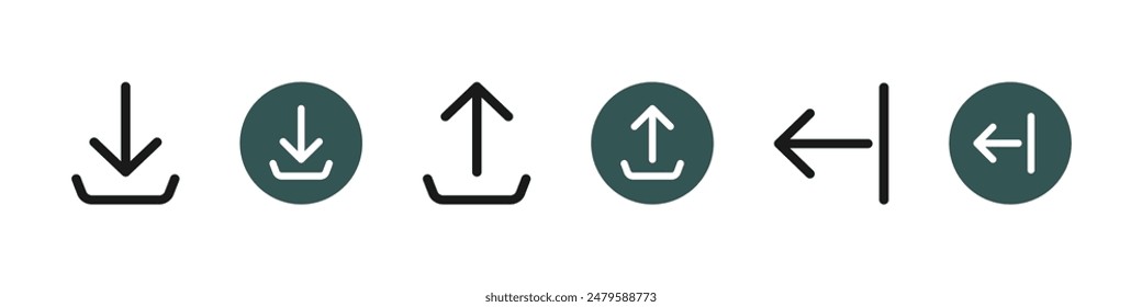 Pfeilsymbol der Benutzeroberfläche. Download-, Hochladen- und Exit-Button. Vektorgrafik.