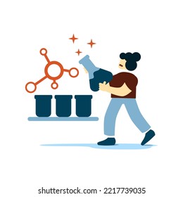 interface biology UI and UX designers create functional web interface designs for websites and mobile apps. Concept of digital wireframing process. Orange and blue flat vector illustration