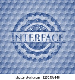 Interface blue hexagon emblem.