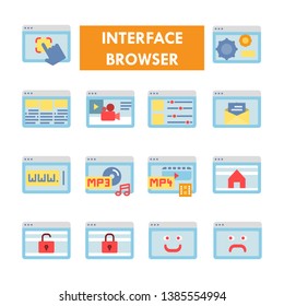 Interface Browser flat vector icon set