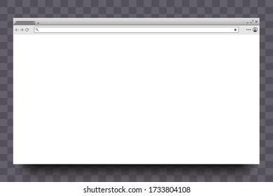Interface of browser window. Website page, web window screen. Modern internet web browser. Mockup on transparent background with shadow. Vector illustration.