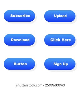 Interface button. Web button set. Click button. Action button. Vector illustrations.