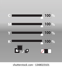 Interface buttons. cmyk colors slider bars. Vector illustration