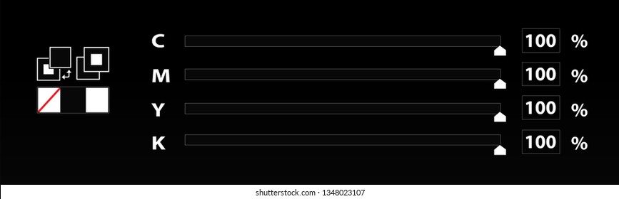Interface buttons. cmyk colors slider bars. Vector illustration
