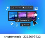 Interface buttons of generative AI tool. Vector illustration.
