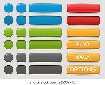 Interface buttons set for games or apps. Vector illustration. Isolated on white