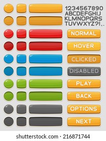 Interface buttons set for games or apps. Vector illustration. Easy to edit. Isolated on white