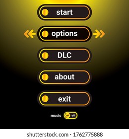 Interface buttons set for space games or apps. Vector illustration. Easy to edit. Isolated on gray