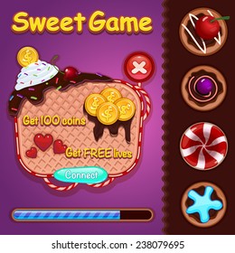 Interface cartoon game design (resource bar and resource icon for game) 
