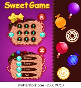 Interface cartoon game design (resource bar and resource icon for game) 