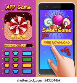 Interface cartoon game design (resource bar and resource icon for game) 