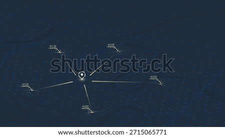 interface with central hub and connecting data lines. Futuristic GPS tracking concept Vector illustration.