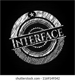 Interface chalkboard emblem on black board