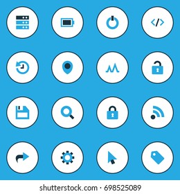 Interface Colorful Icons Set. Collection Of Tag, Button, Arrow And Other Elements. Also Includes Symbols Such As Tag, Options, Forward.