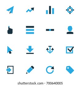 Interface Colorful Icons Set. Collection Of Minus, Armature, Cursor And Other Elements. Also Includes Symbols Such As Hand, Remove, Menu.