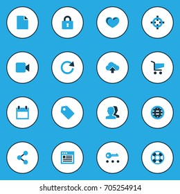 Interface Colorful Icons Set. Collection Of Love, Lifebuoy, Load And Other Elements. Also Includes Symbols Such As Camcorder, Price, Lifesaver.