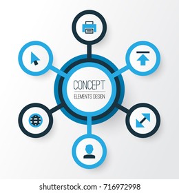 Interface Colorful Icons Set. Collection Of Earth, Quest, Upload And Other Elements. Also Includes Symbols Such As Printer, Planet, Print.