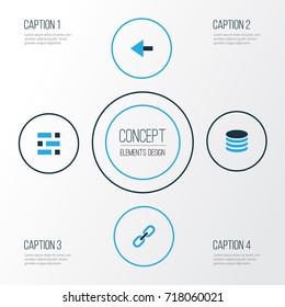 Interface Colorful Icons Set. Collection Of Url, Storage, Statistic And Other Elements. Also Includes Symbols Such As Dashboard, Database, Schedule.