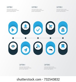 Interface Colorful Icons Set. Collection Of Return, Done, Wifi And Other Elements. Also Includes Symbols Such As Wifi, Download, Eye.