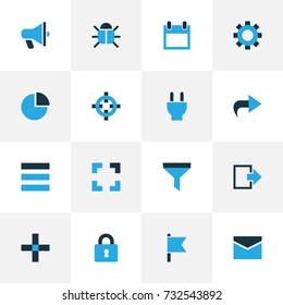 Interface Colorful Icons Set. Collection Of Strainer, Log Out, Target And Other Elements. Also Includes Symbols Such As Schedule, Filter, Chart.