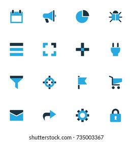 Interface Colorful Icons Set. Collection Of Socket, Letter, Goal And Other Elements. Also Includes Symbols Such As Options, Screen, Date.