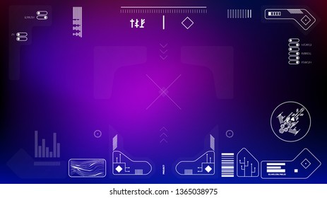 Interface with data indicators of the spacecraft in the style of cyberpunk and SCI FI