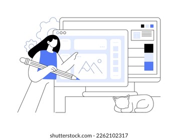 Interface Design abstrakte Konzept Vektorgrafik. Benutzerschnittstellen-Engineering, visuelles Element, erstellen von Website und Anwendung, reaktionsfähiges Design, Usability-Test, hierarchische abstrakte Metapher.