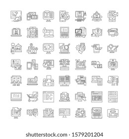 Interface design linear icons, signs, symbols vector line illustration set