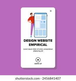 interface design website empirical vector. research usability, testing analysis, user experience interface design website empirical web flat cartoon illustration