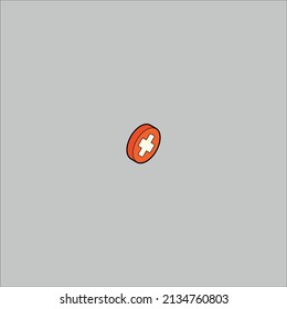 Interface different signs 3D red wrong button isometric outline color icon.