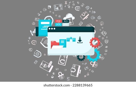 the interface display on the computer when downloading data and documents