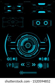 Interface elements HUD, UI, GUI. Vector Callout Titles set.  Futuristic callout bar labels, information call box bars and modern digital info boxes layout templates. Callouts titles in HUD style.