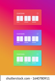 Interface Elements. Social Media Templates With Countdown. Templates For Instagram Stories With Colorful Countdown Timers. Social Media Concept. Vector Illustration On Colorful And Bright Background