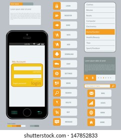Interface elements using flat design in editable vector format