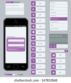 Interface elements using flat design in editable vector format