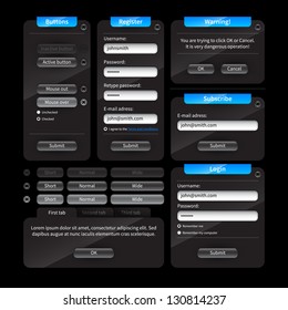 Interface elements for web design. Windows, buttons, input fields.